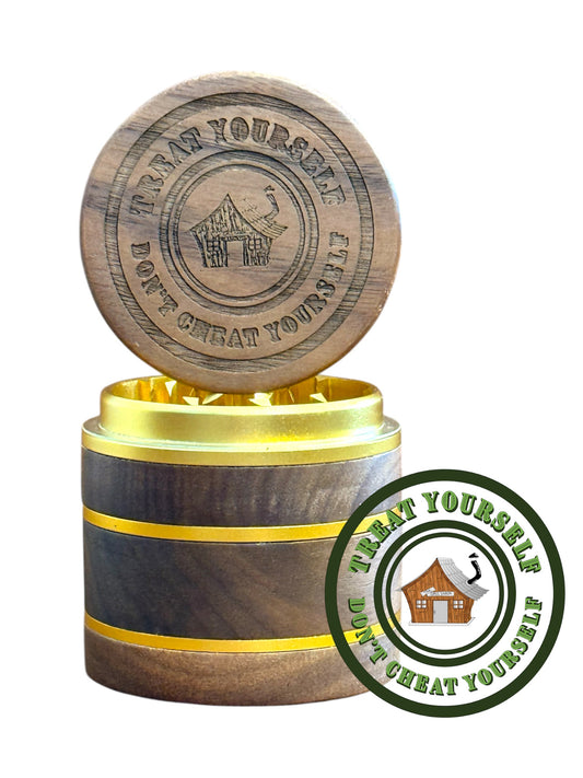 "Treat Yourself Don't Cheat Yourself" Gass Shack®️ Natural Walnut Wood Grinder