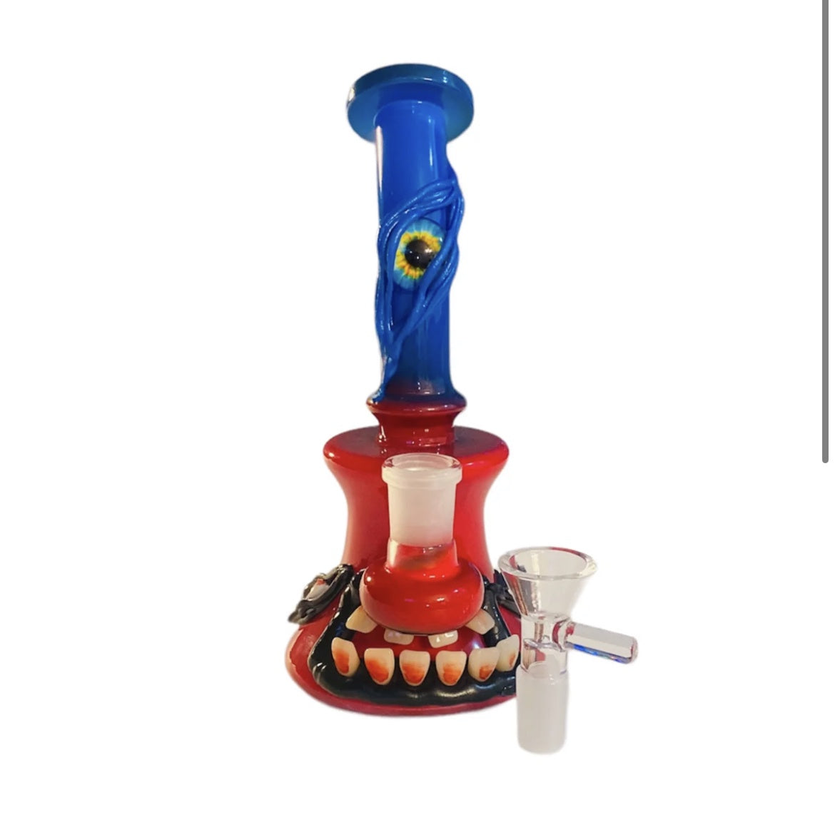 Crimson Demon Glass Beaker Bubbler W/Shower Head Prec