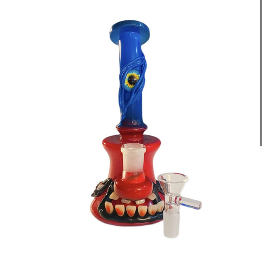 Crimson Demon Glass Beaker Bubbler W/Shower Head Prec